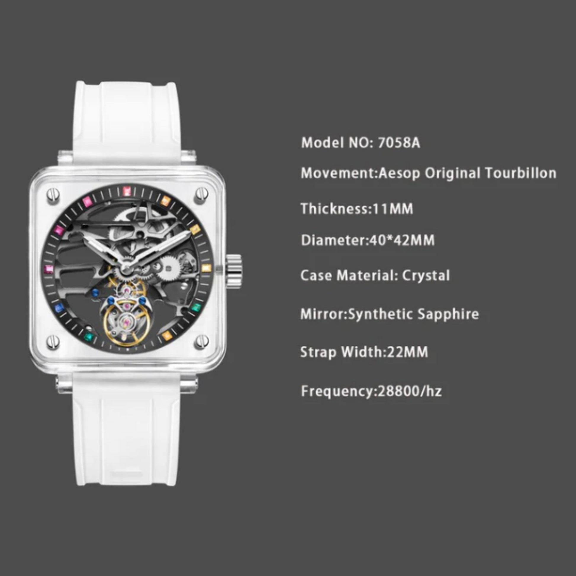 AESOP K9 Crystal Case Sapphire Mirror Tourbillon Watch 7058A