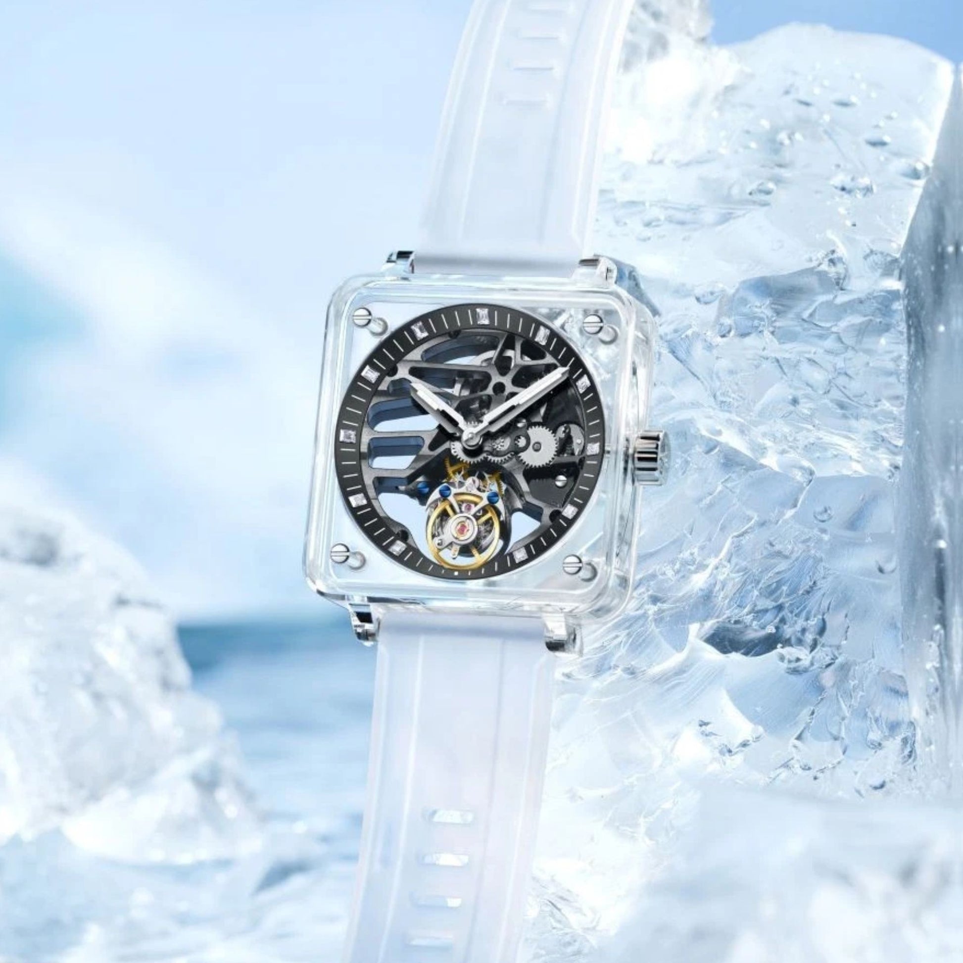 AESOP K9 Crystal Case Sapphire Mirror Tourbillon Watch 7058A