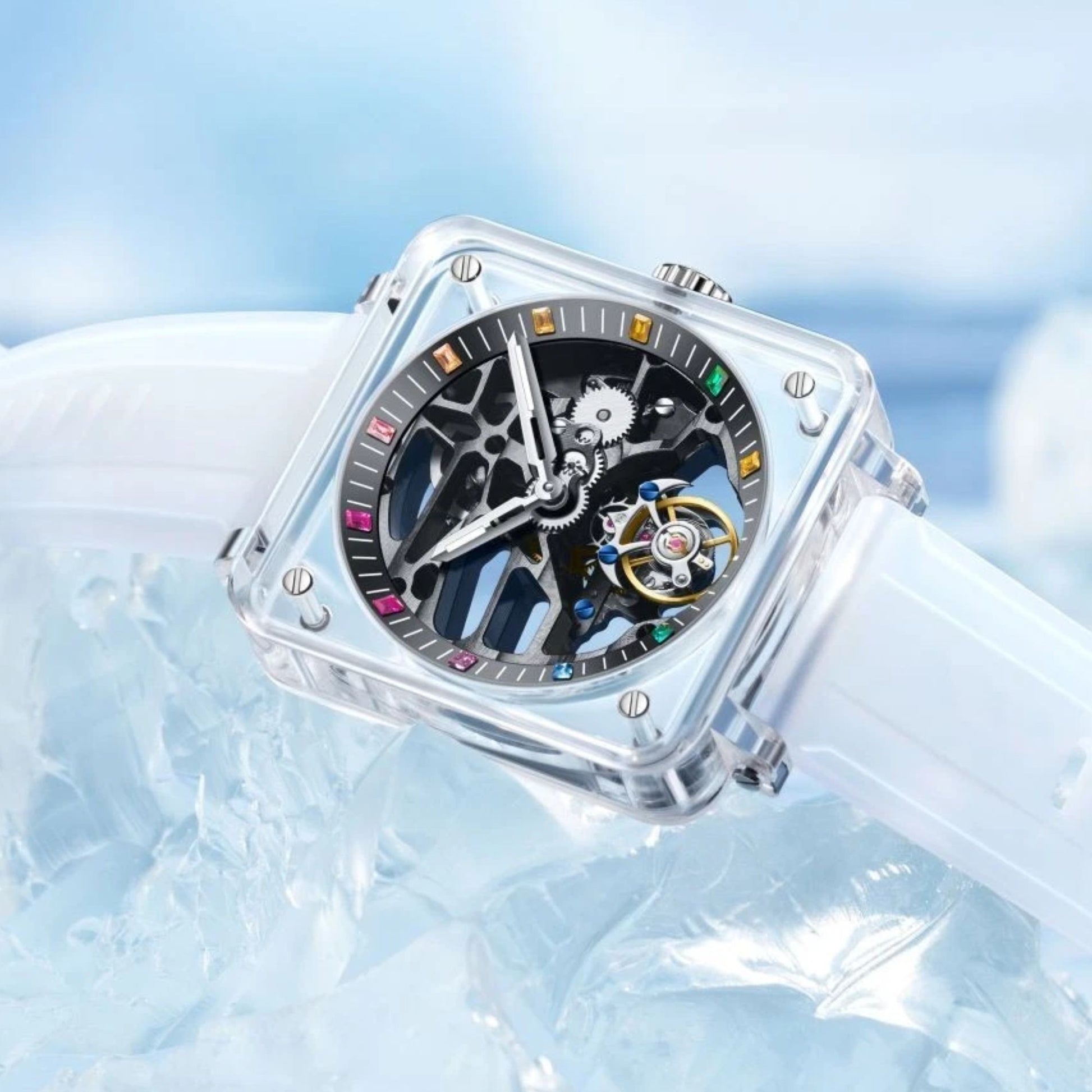 AESOP K9 Crystal Case Sapphire Mirror Tourbillon Watch 7058A