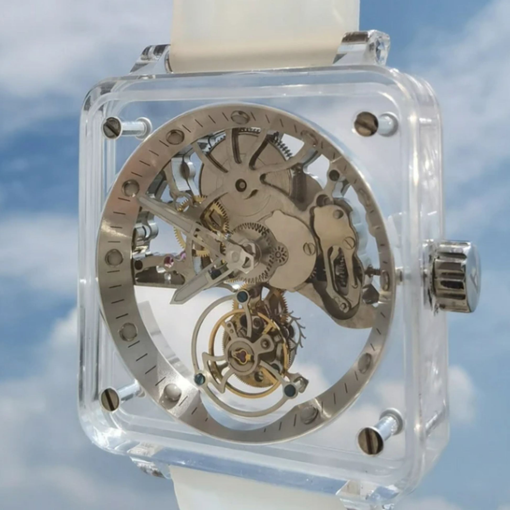 AESOP Crystal Case Sapphire Table Skeleton Real Fly Tourbillon 003