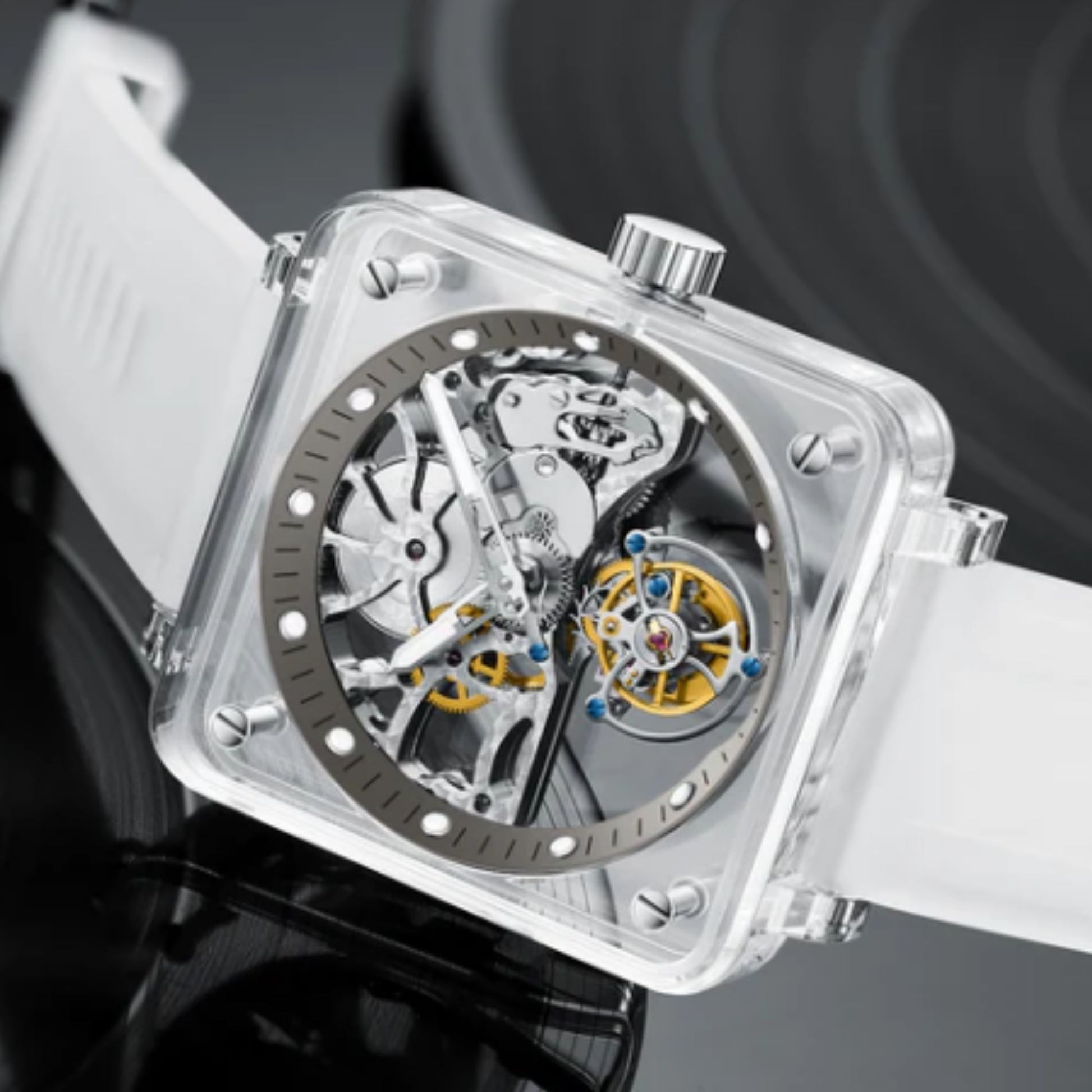 AESOP Crystal Case Sapphire Table Skeleton Real Fly Tourbillon 003