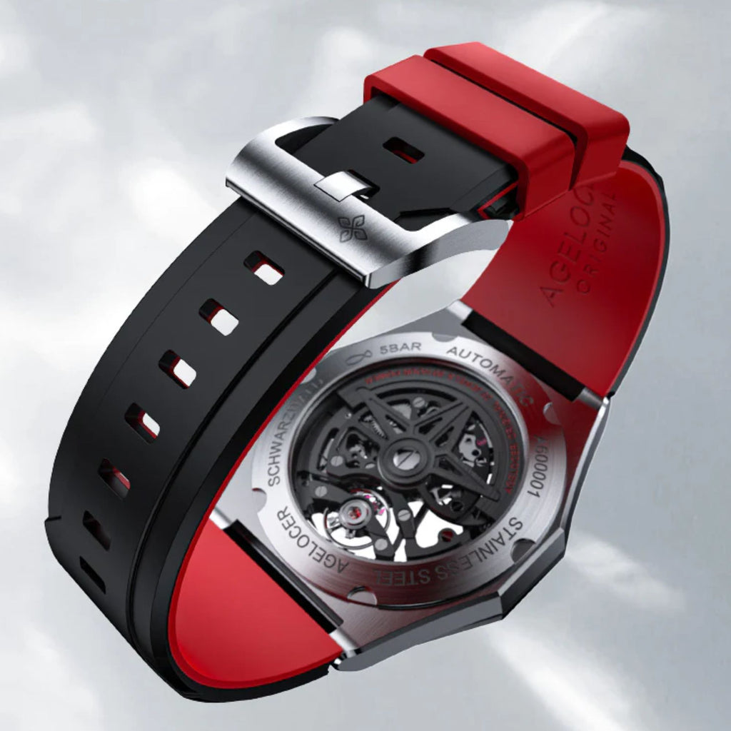 AGELOCER Original Schwarzwald Series Engraved Skeleton Men Mechanical Watch (Silver)