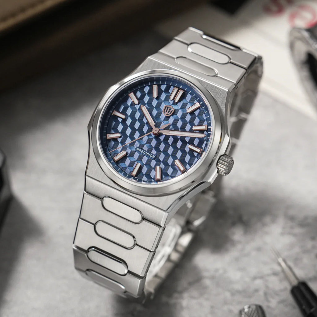 Watchdives Premier WD0016B Square-Block Faceted Dial Original Design