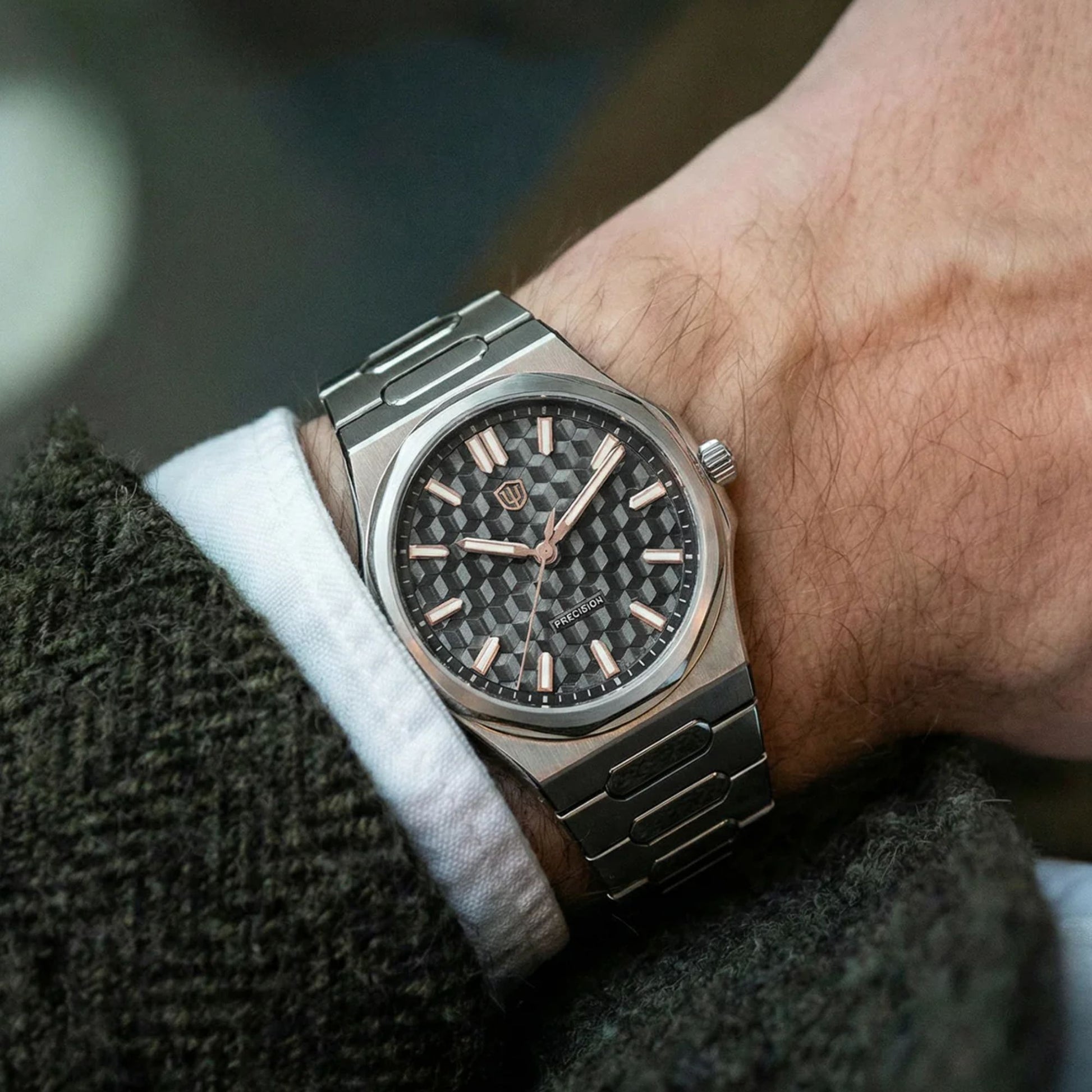 Watchdives Premier WD0016B Square-Block Faceted Dial Original Design