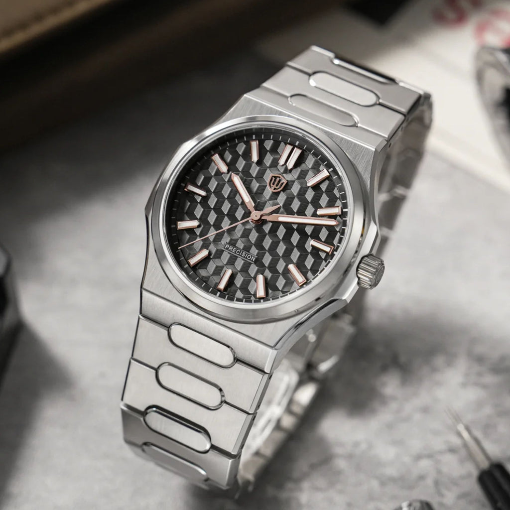 Watchdives Premier WD0016B Square-Block Faceted Dial Original Design