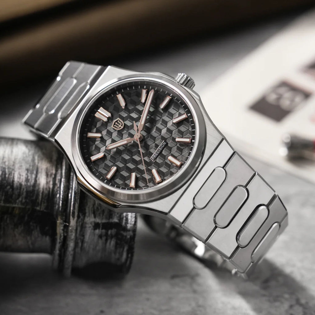 Watchdives Premier WD0016B Square-Block Faceted Dial Original Design