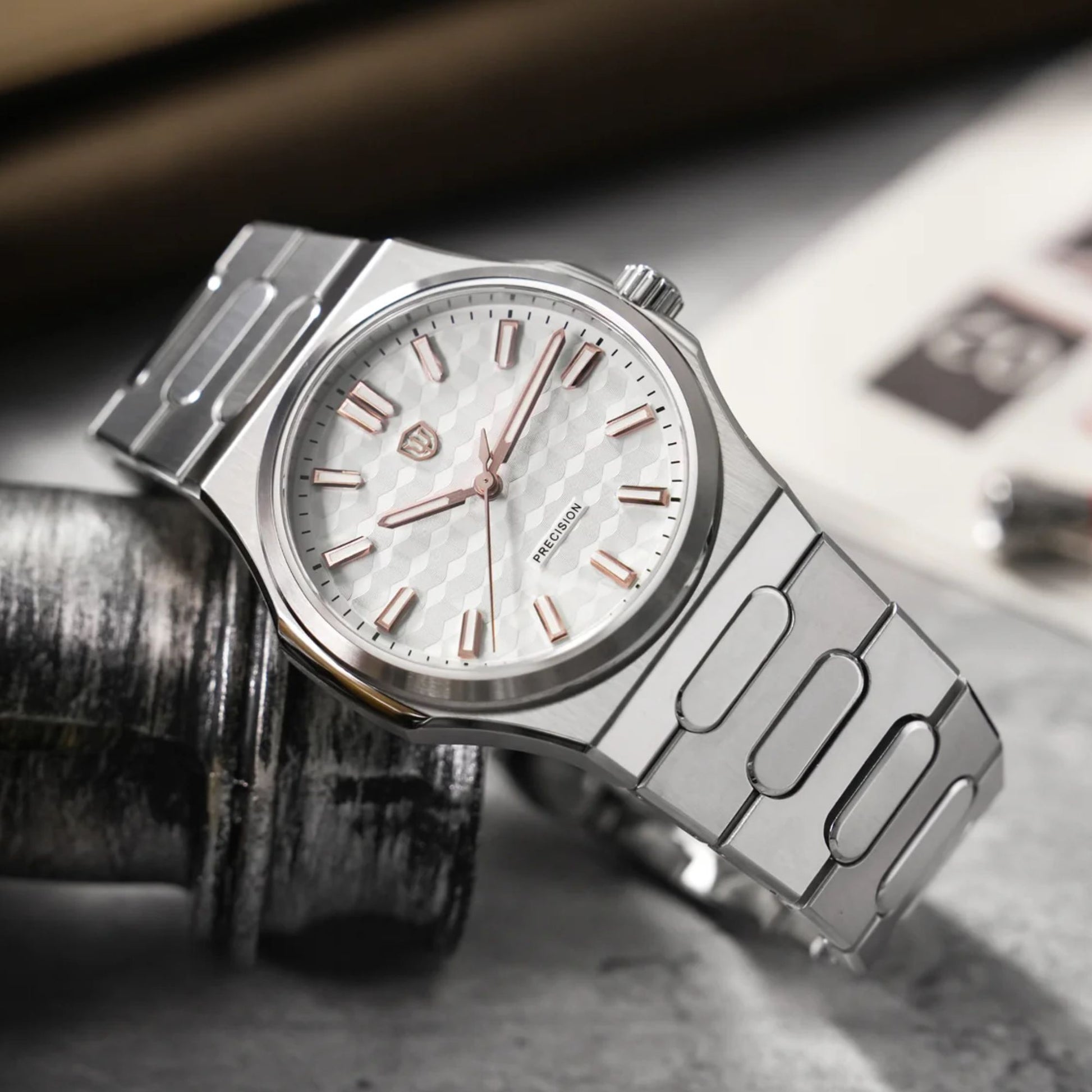 Watchdives Premier WD0016B Square-Block Faceted Dial Original Design