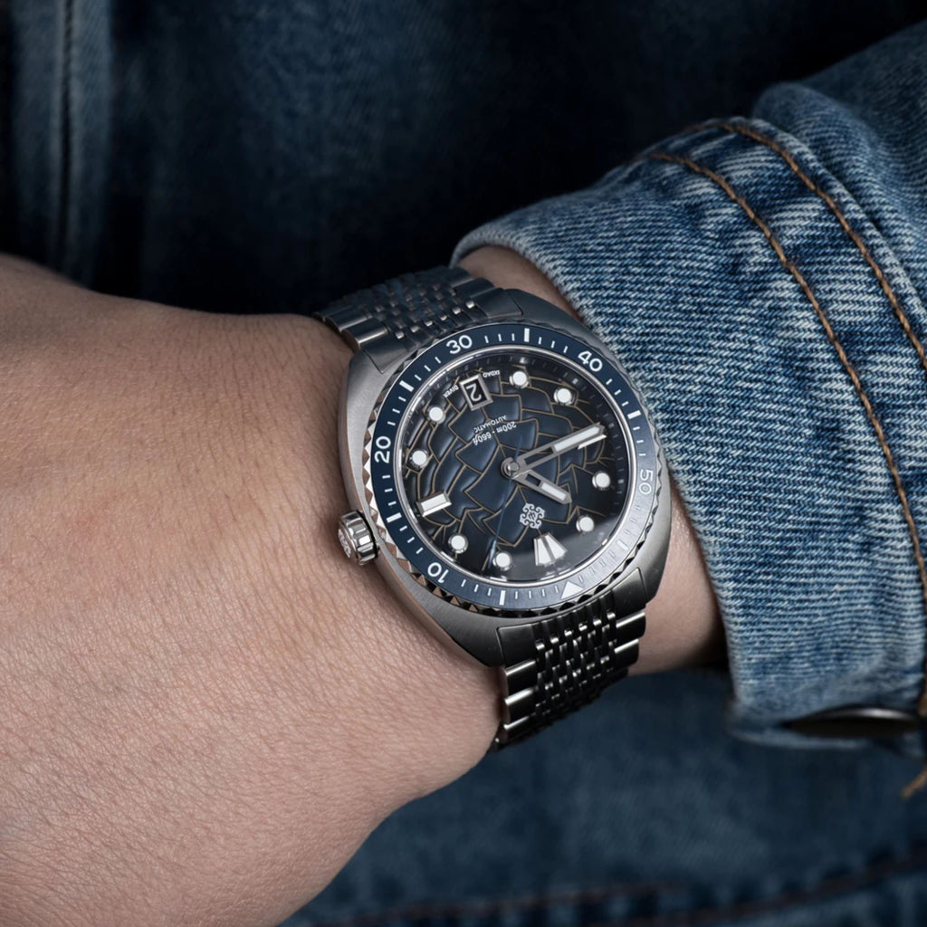 IXDAO JD-X07S Dive Watch for 39.5mm Automatic with NH35A Movement Wave Pattern