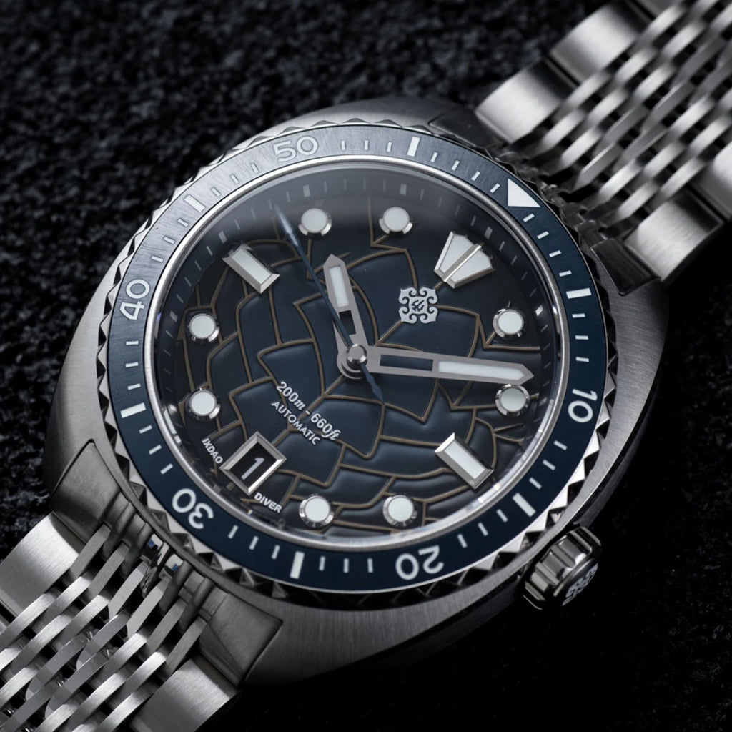 IXDAO JD-X07S Dive Watch for 39.5mm Automatic with NH35A Movement Wave Pattern