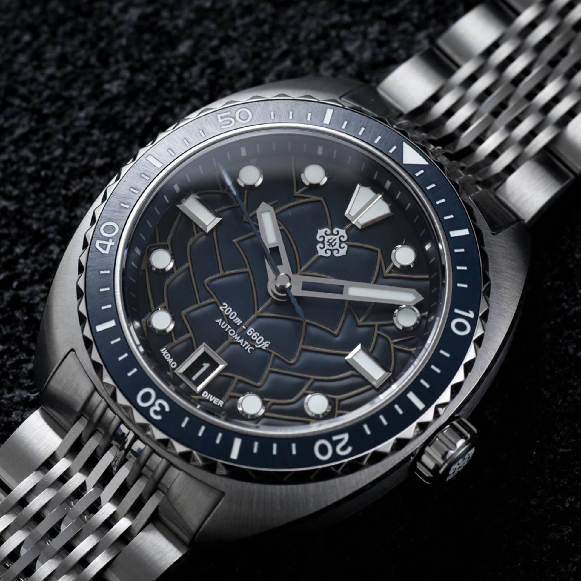 IXDAO JD-X07S Dive Watch for 39.5mm Automatic with NH35A Movement Dragon Scale Pattern