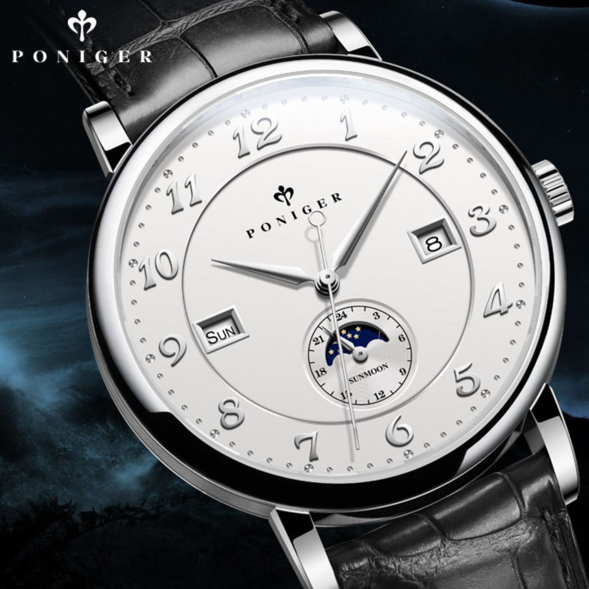 Poniger Watches Men P9.15 Casual Date Automatic Waterproof Watch Relogio Masculino