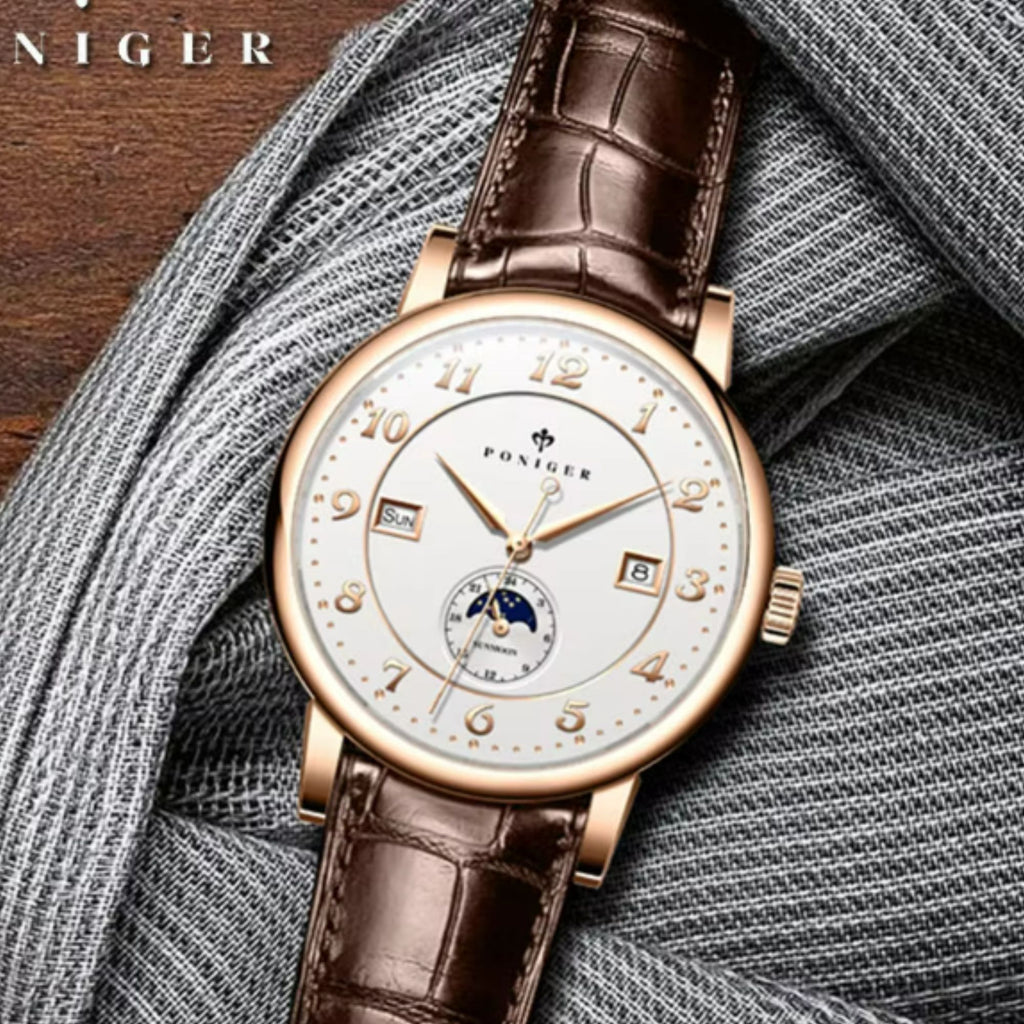 Poniger Watches Men P9.15 Casual Date Automatic Waterproof Watch Relogio Masculino