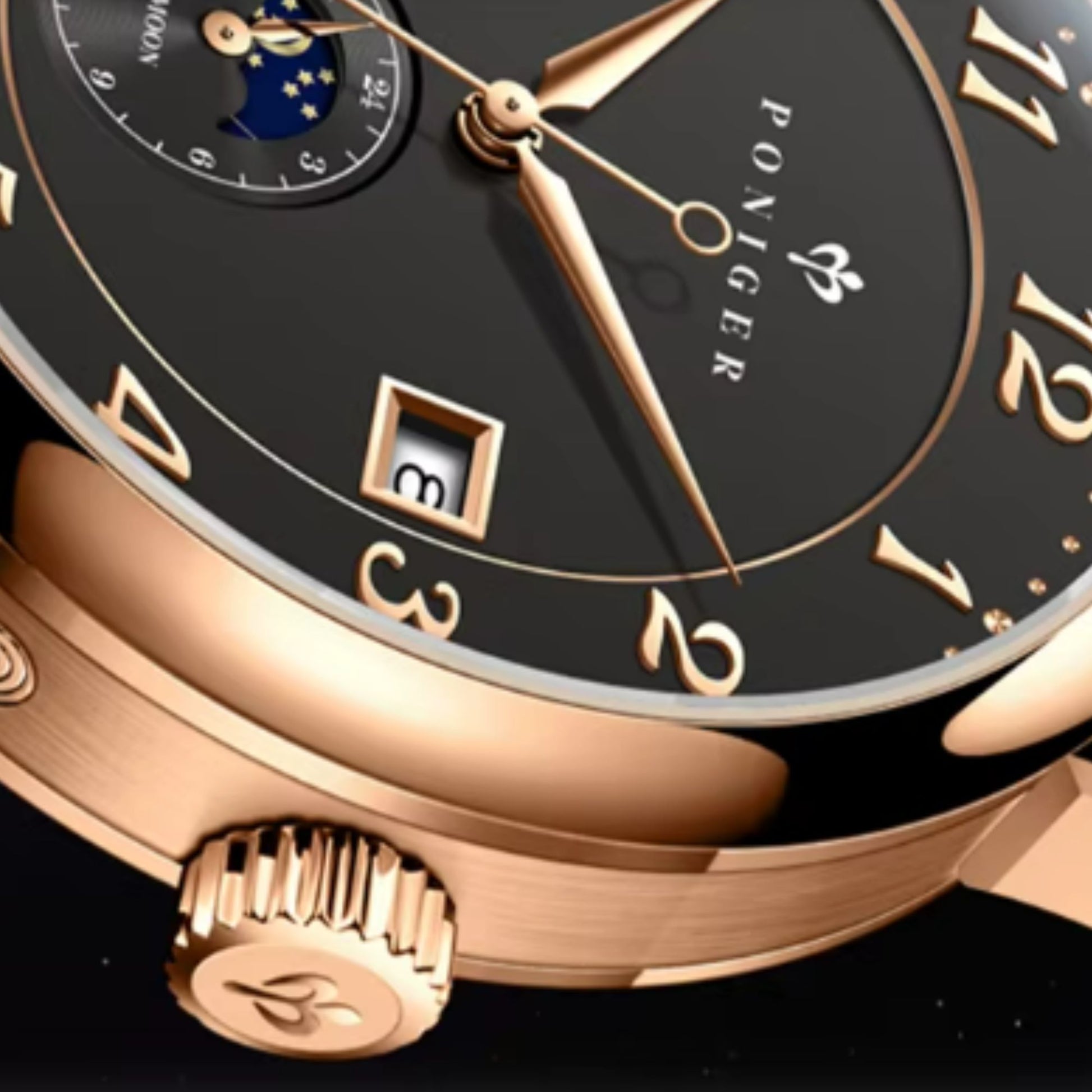 Poniger Watches Men P9.15 Casual Date Automatic Waterproof Watch Relogio Masculino