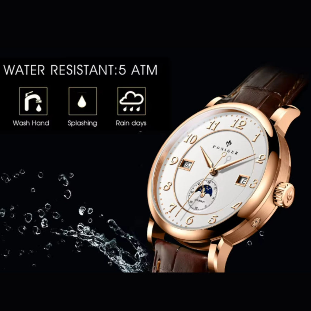 Poniger Watches Men P9.15 Casual Date Automatic Waterproof Watch Relogio Masculino