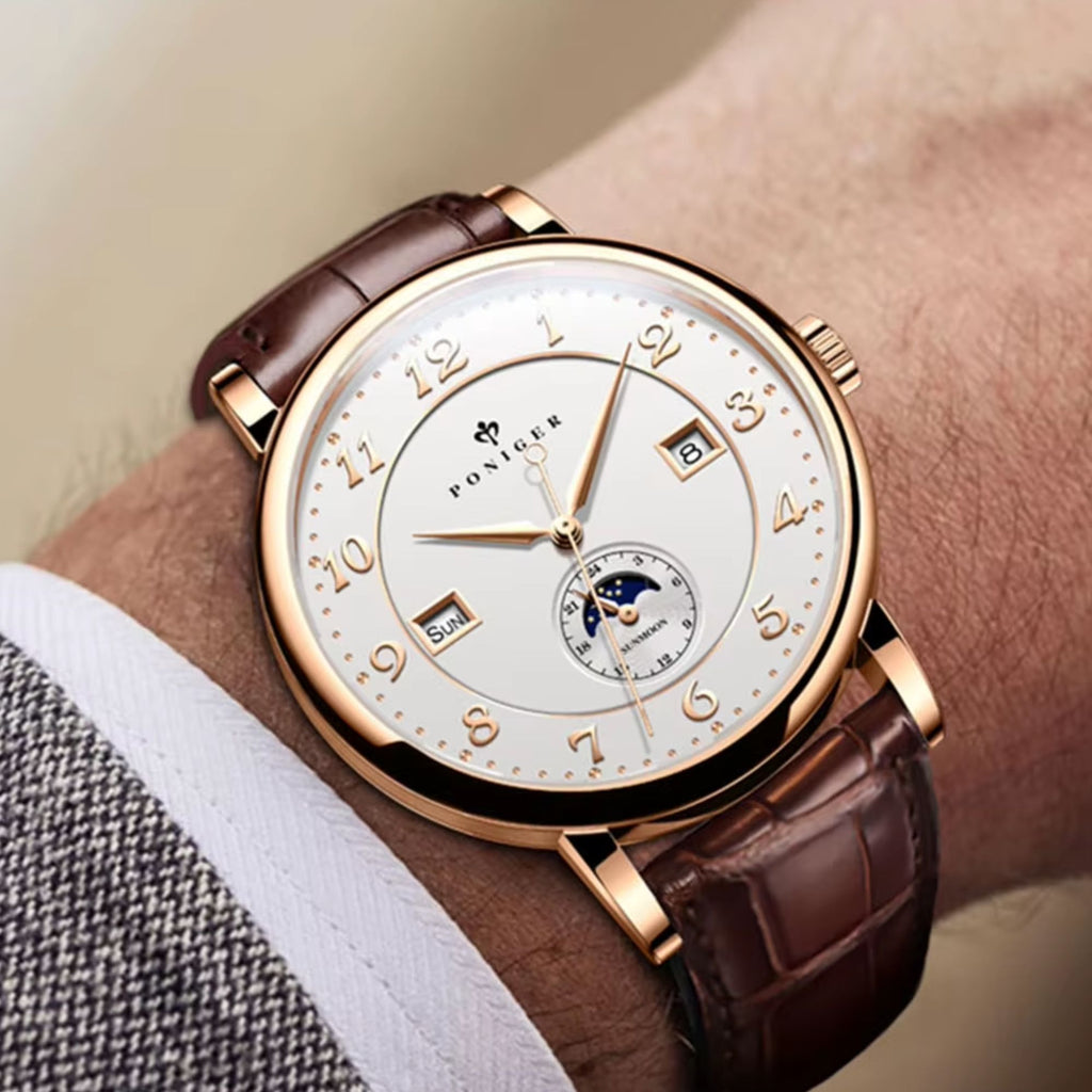Poniger Watches Men P9.15 Casual Date Automatic Waterproof Watch Relogio Masculino