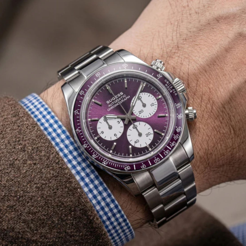 Seestern S473 Automatic Chronograph Sapphire Bezel Purple Dial
