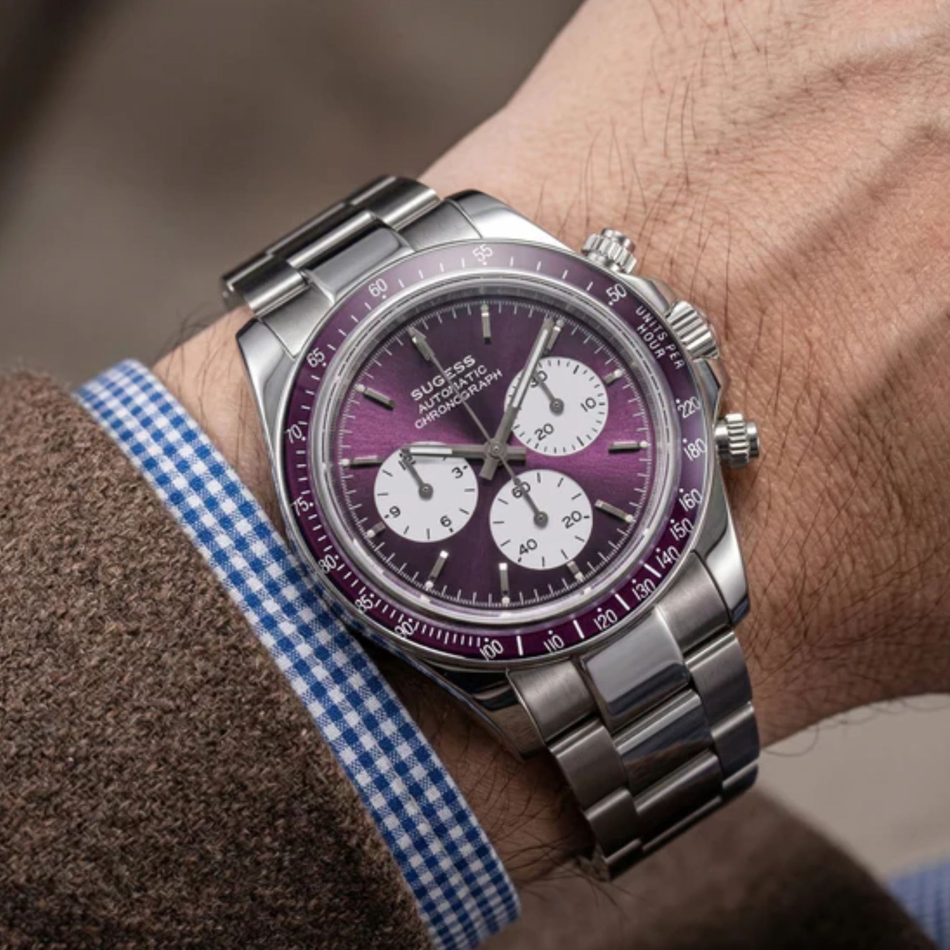 Seestern S473 Automatic Chronograph Sapphire Bezel Purple Dial