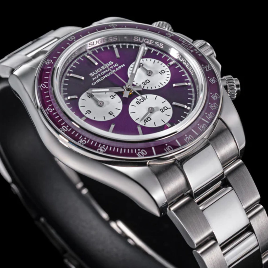 Seestern S473 Automatic Chronograph Sapphire Bezel Purple Dial