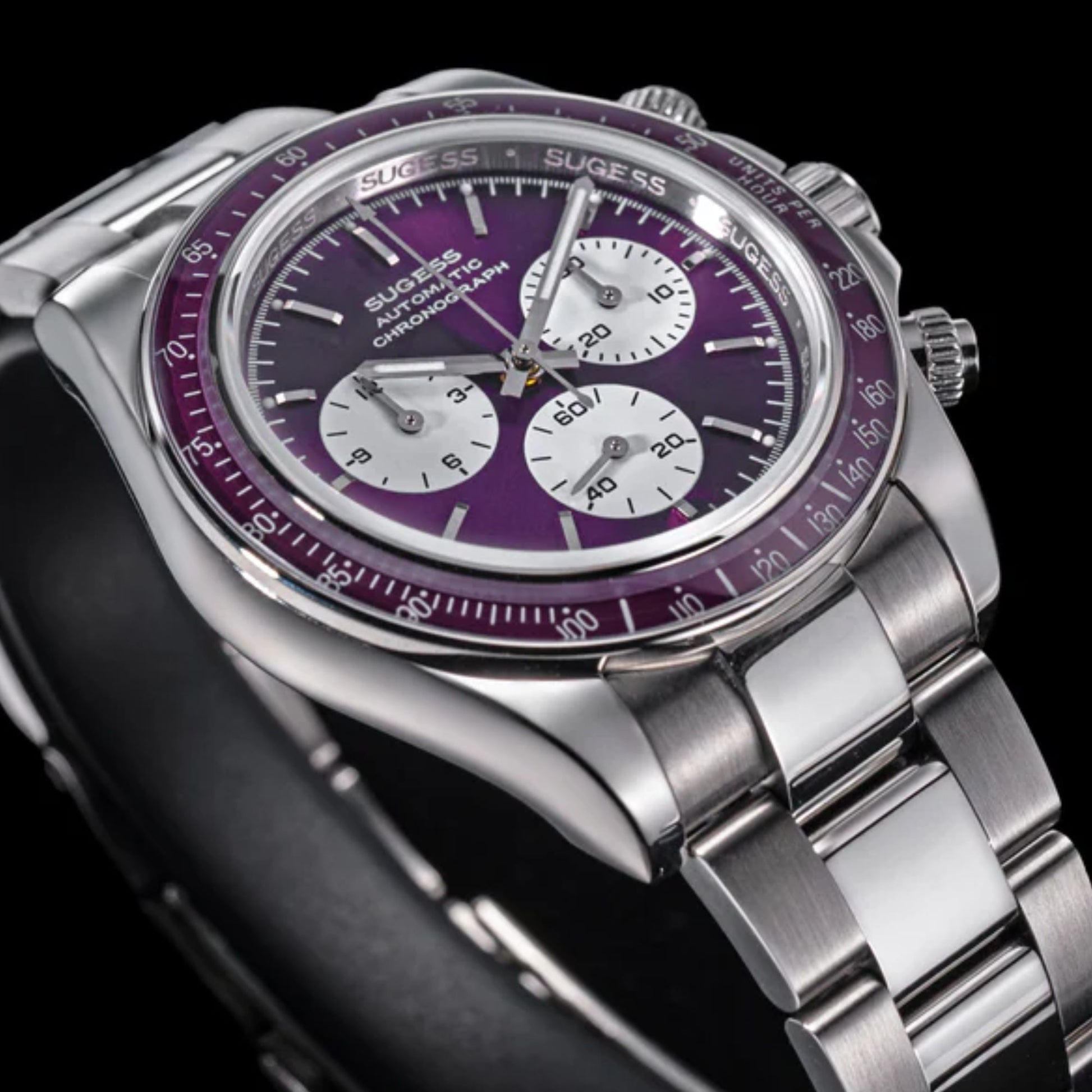 Seestern S473 Automatic Chronograph Sapphire Bezel Purple Dial