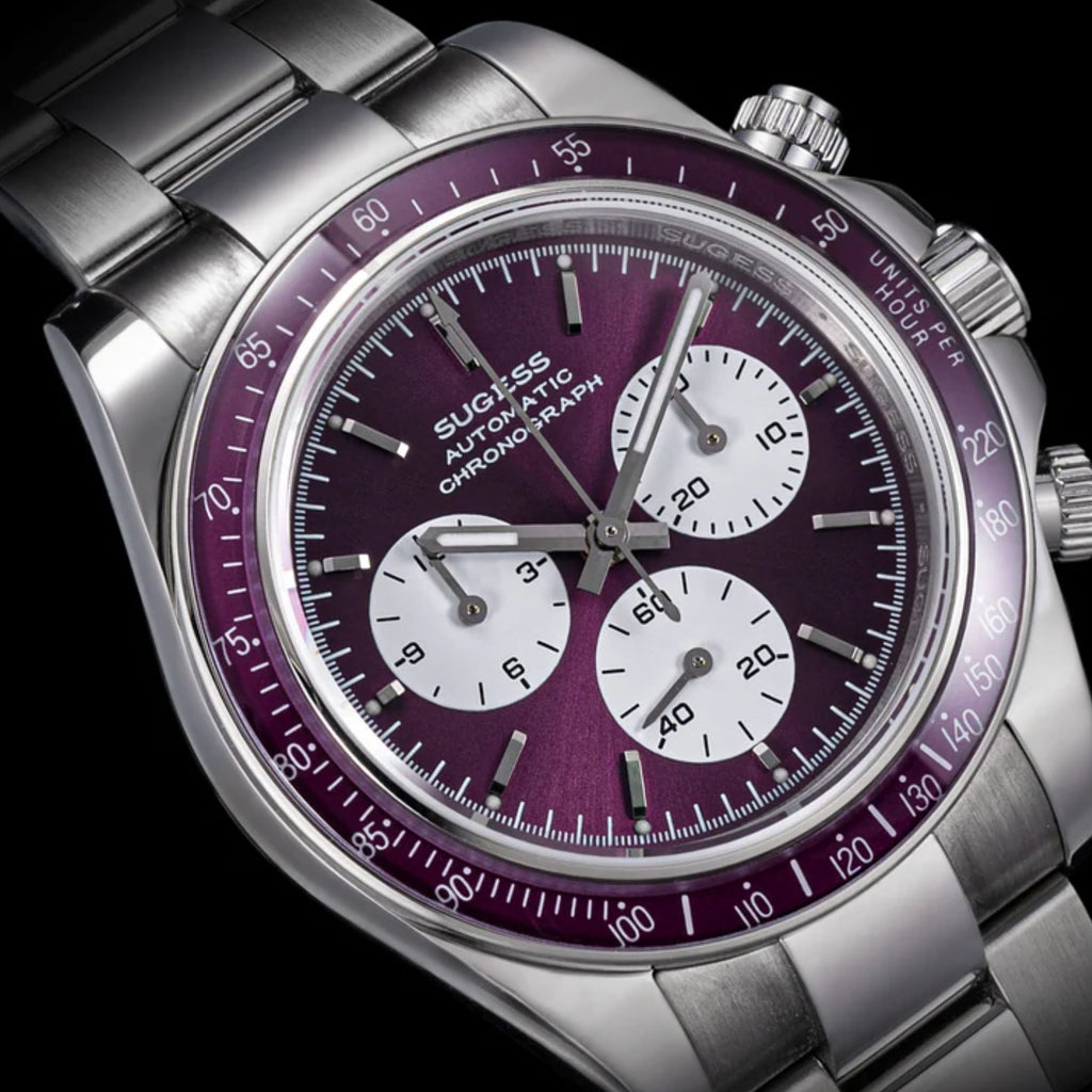 Seestern S473 Automatic Chronograph Sapphire Bezel Purple Dial