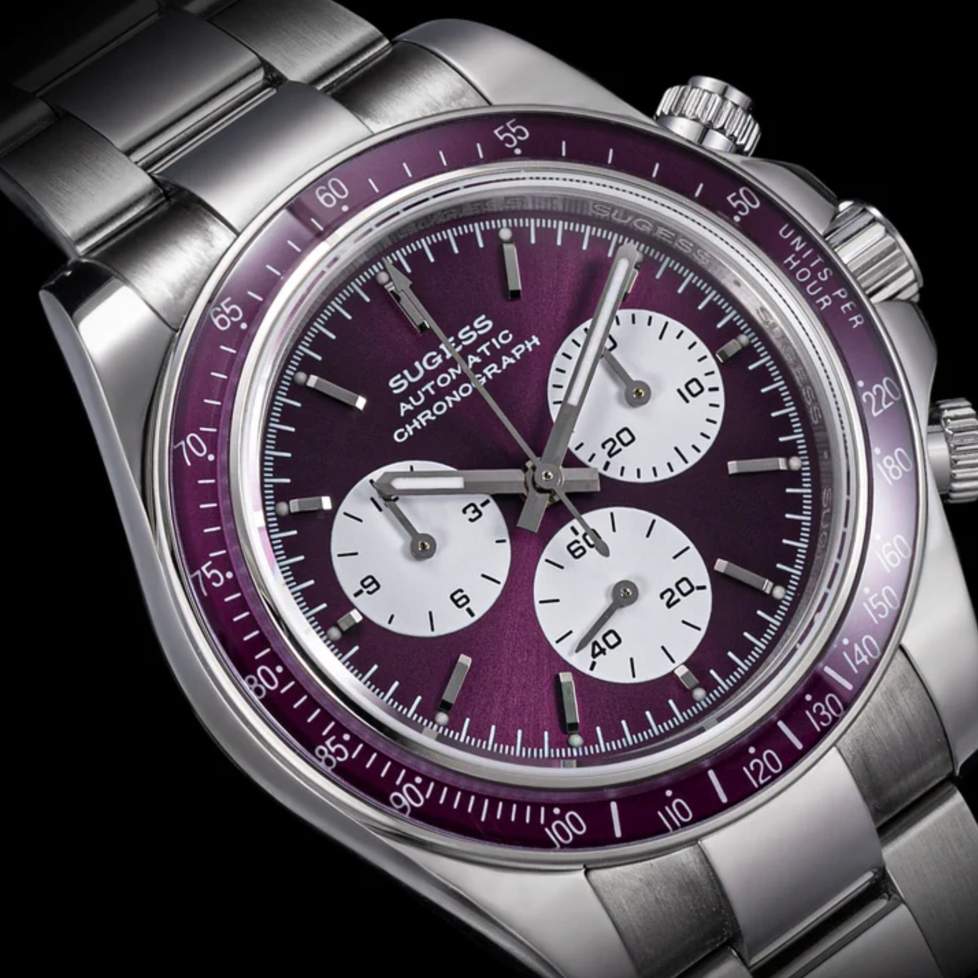 Seestern S473 Automatic Chronograph Sapphire Bezel Purple Dial