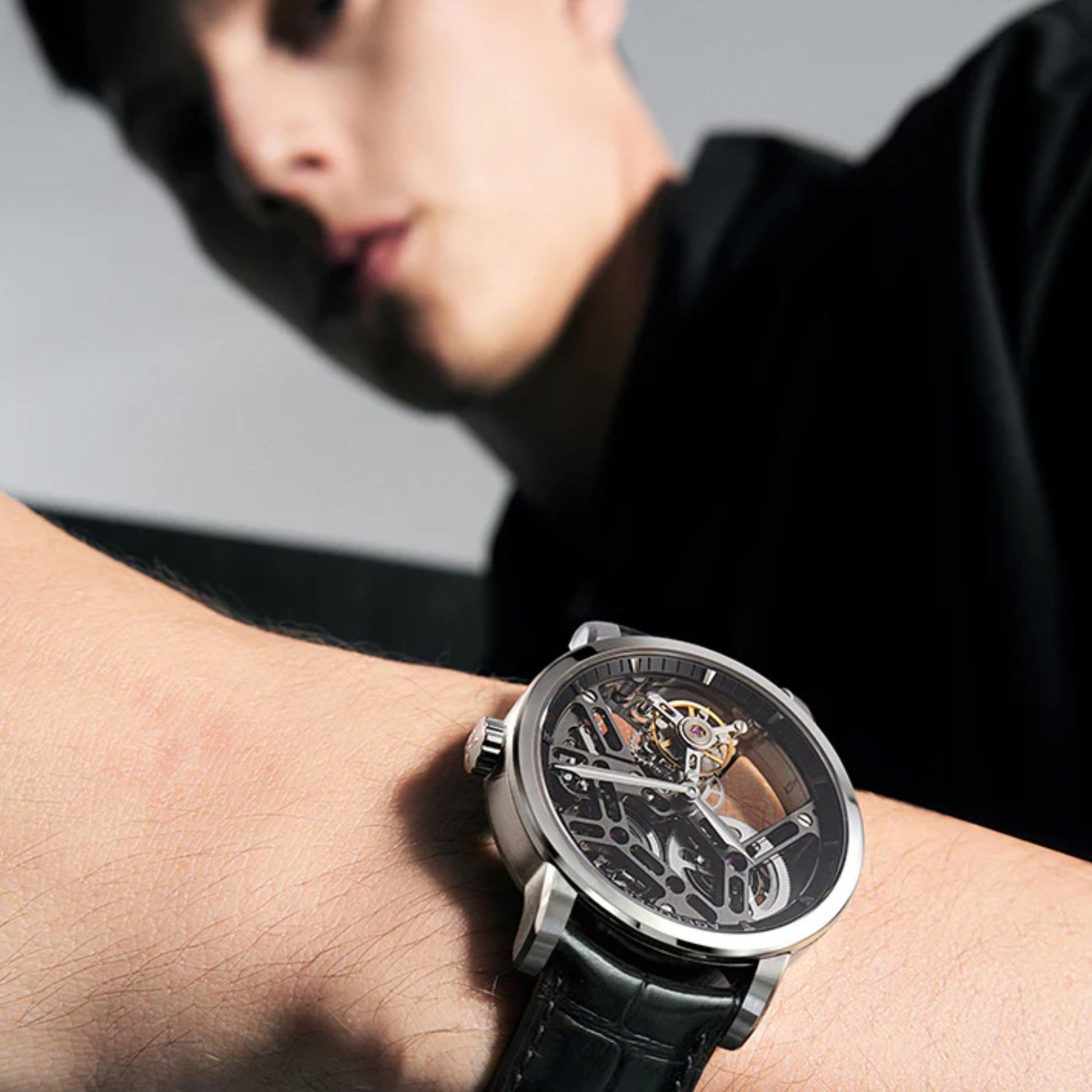 AGELOCER Skeleton Free-sprung Balance Flying Tourbillon Manual Winding Tourbillon Mechanical Watch