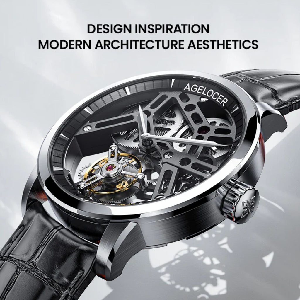 AGELOCER Skeleton Free-sprung Balance Flying Tourbillon Manual Winding Tourbillon Mechanical Watch