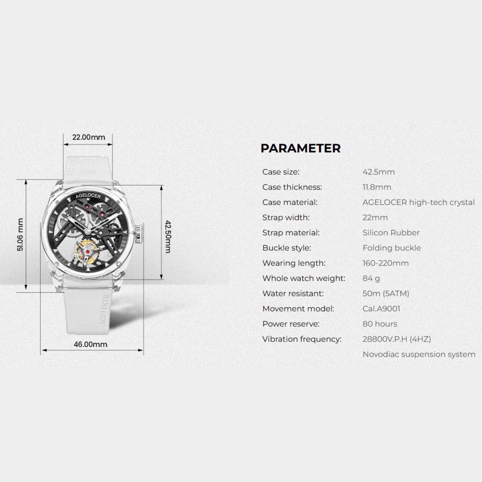 AGELOCER Limited Edition "Ice Never Melts" Free-sprung Crystal Tourbillon Watch