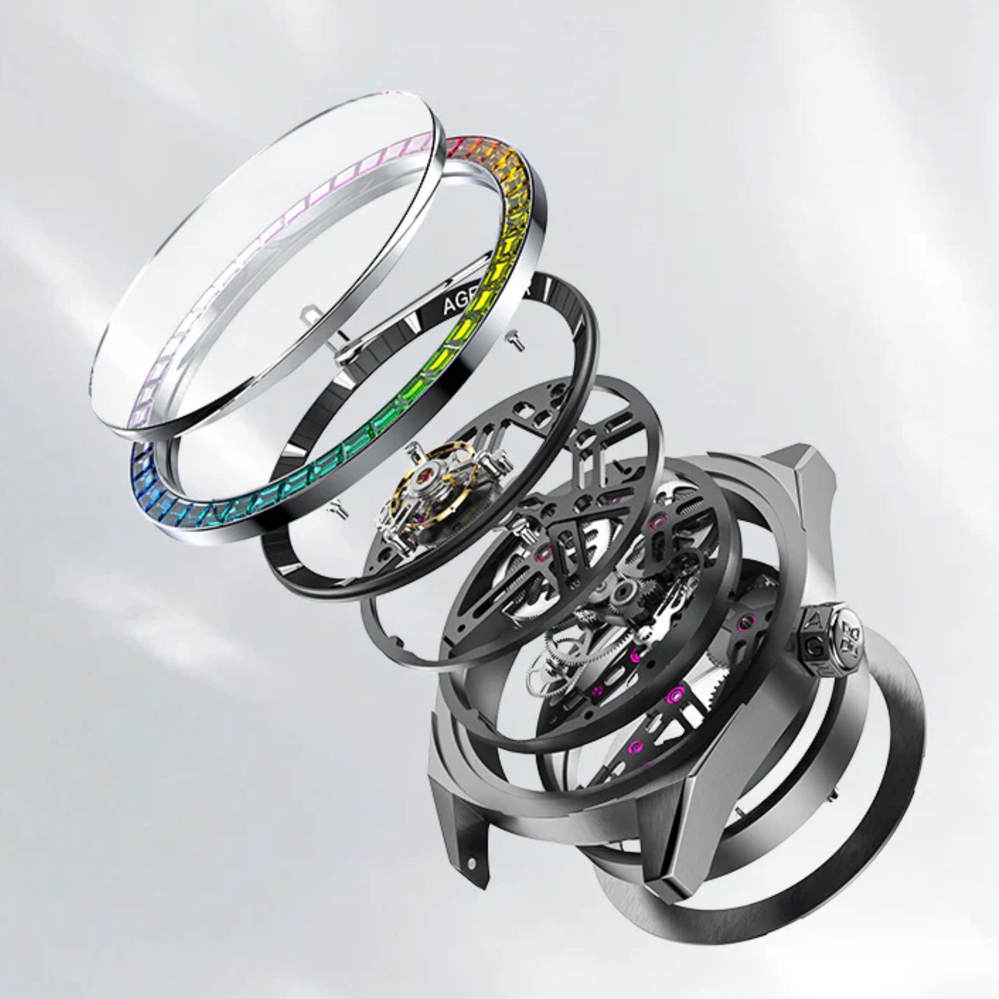 AGELOCER Free-sprung Balance Luxury Rainbow Tourbillon Watch