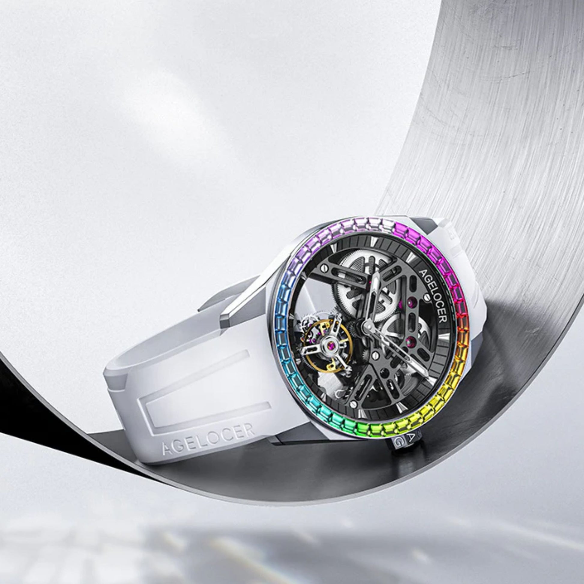 AGELOCER Free-sprung Balance Luxury Rainbow Tourbillon Watch