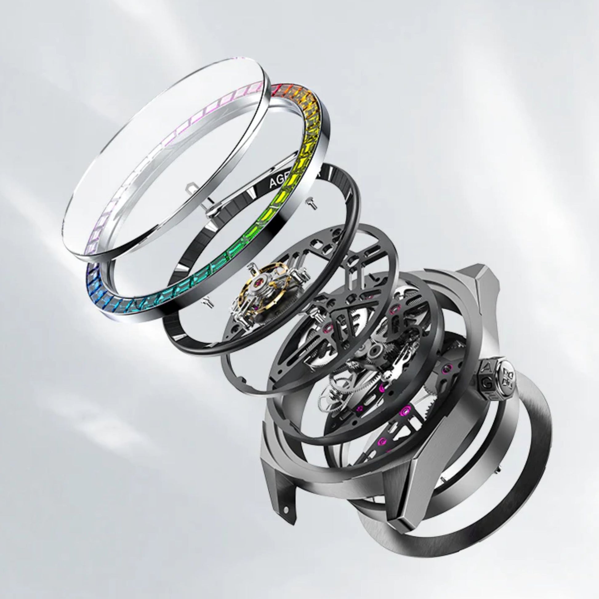 AGELOCER Free-sprung Balance Luxury Rainbow Tourbillon Watch