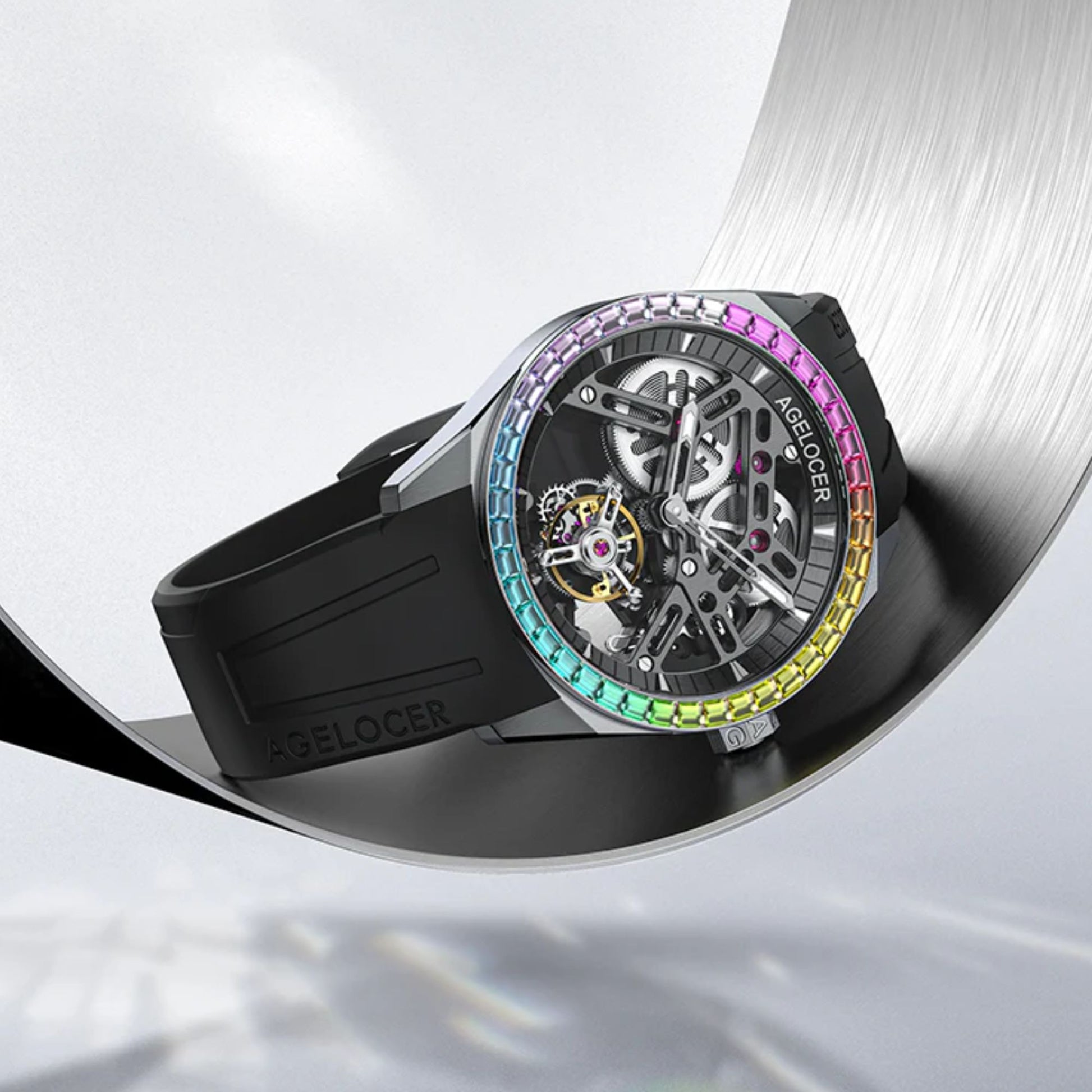 AGELOCER Free-sprung Balance Luxury Rainbow Tourbillon Watch