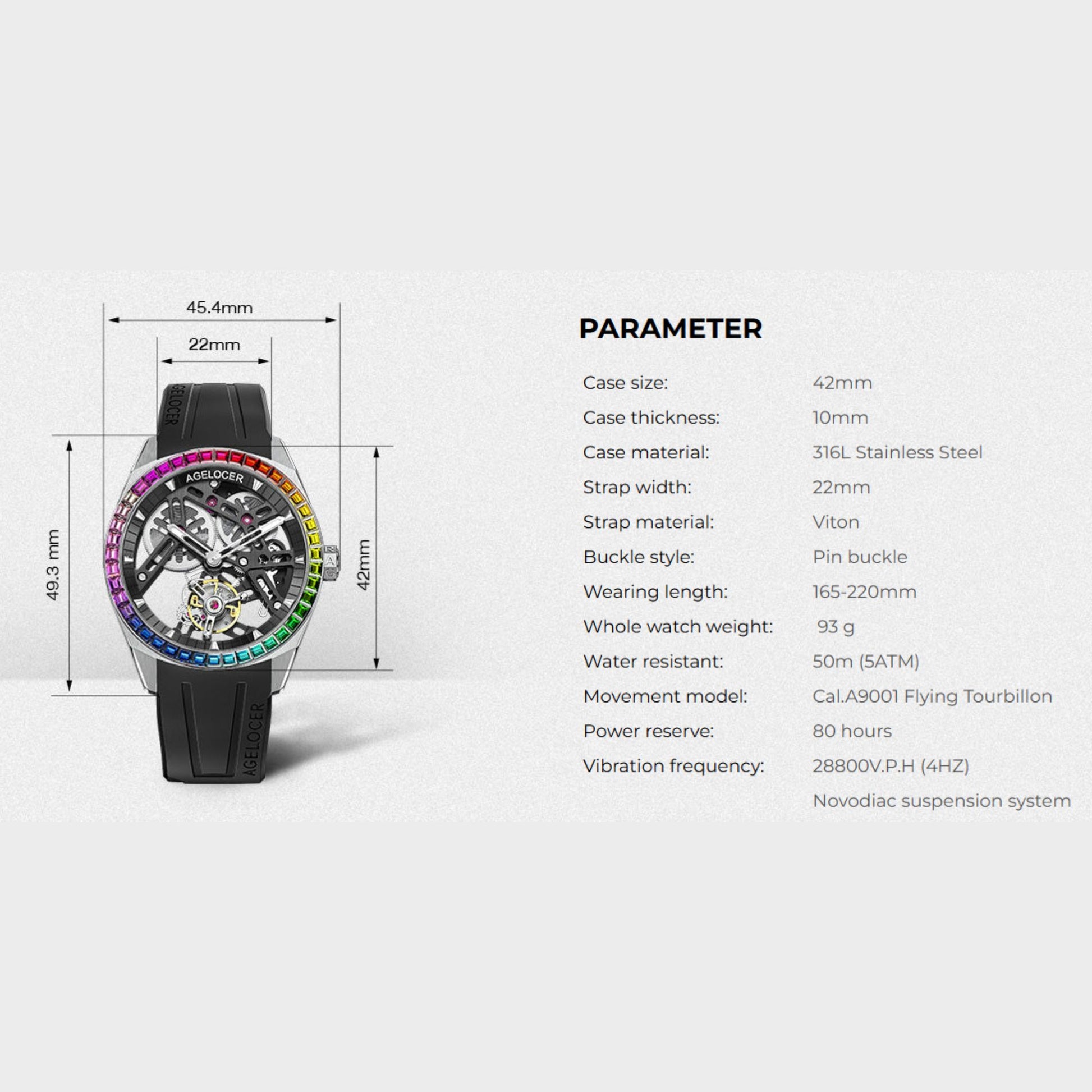 AGELOCER Free-sprung Balance Luxury Rainbow Tourbillon Watch