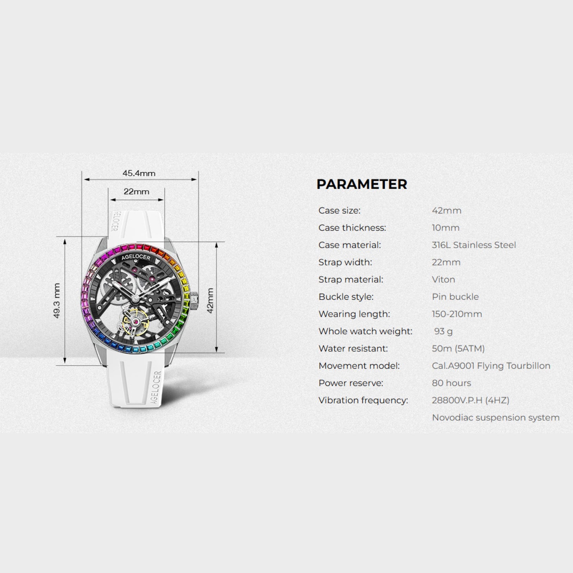 AGELOCER Free-sprung Balance Luxury Rainbow Tourbillon Watch