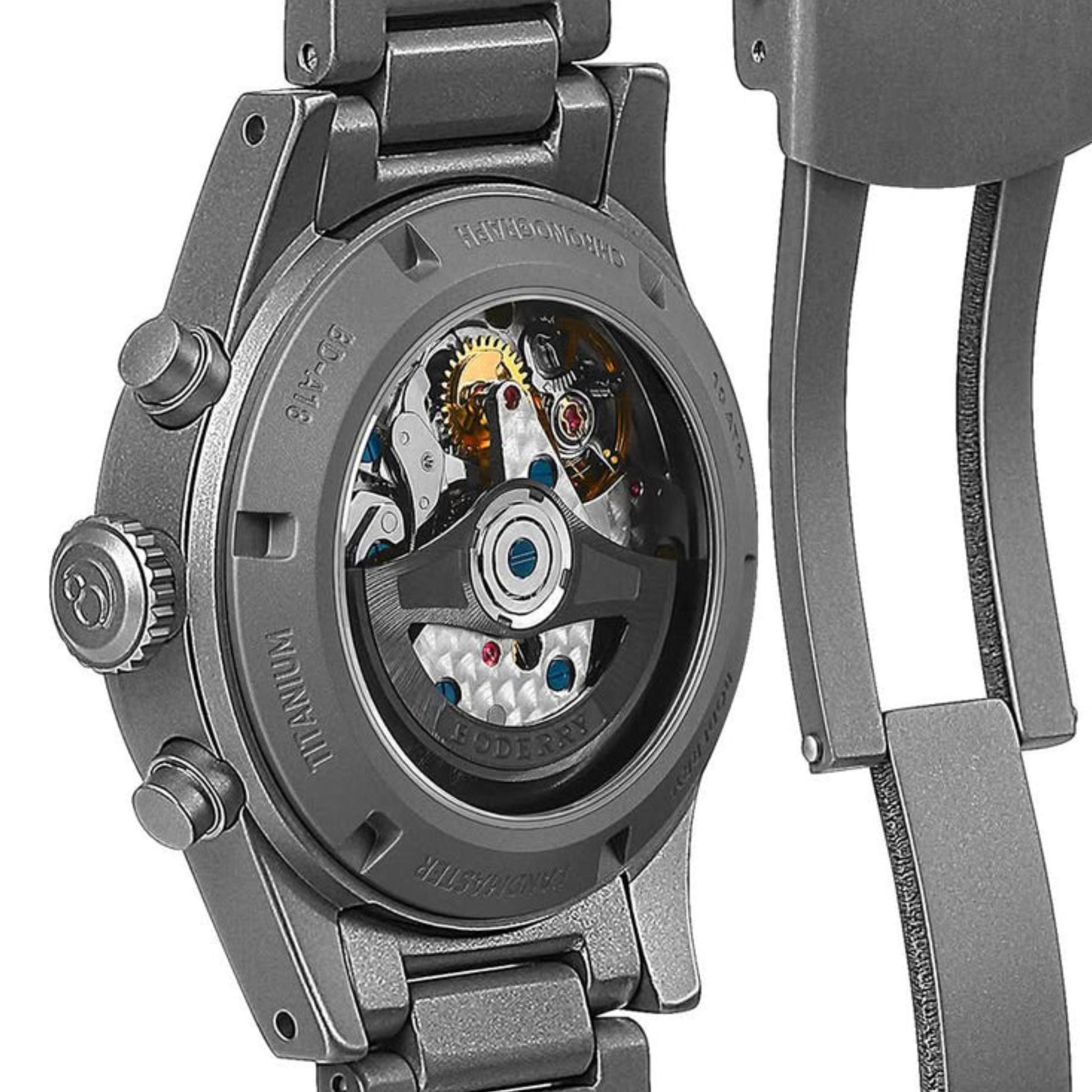 BODERRY LANDMASTER Chronograph – Titanium Automatic Tritium Field Watch | Reverse Panda-bracelet