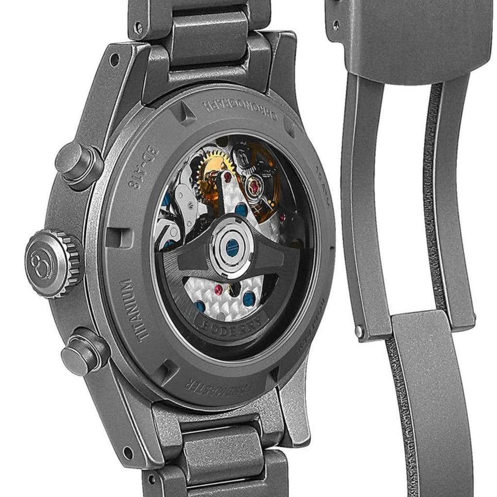 BODERRY LANDMASTER Chronograph – Titanium Automatic Tritium Field Watch | Reverse Panda-bracelet