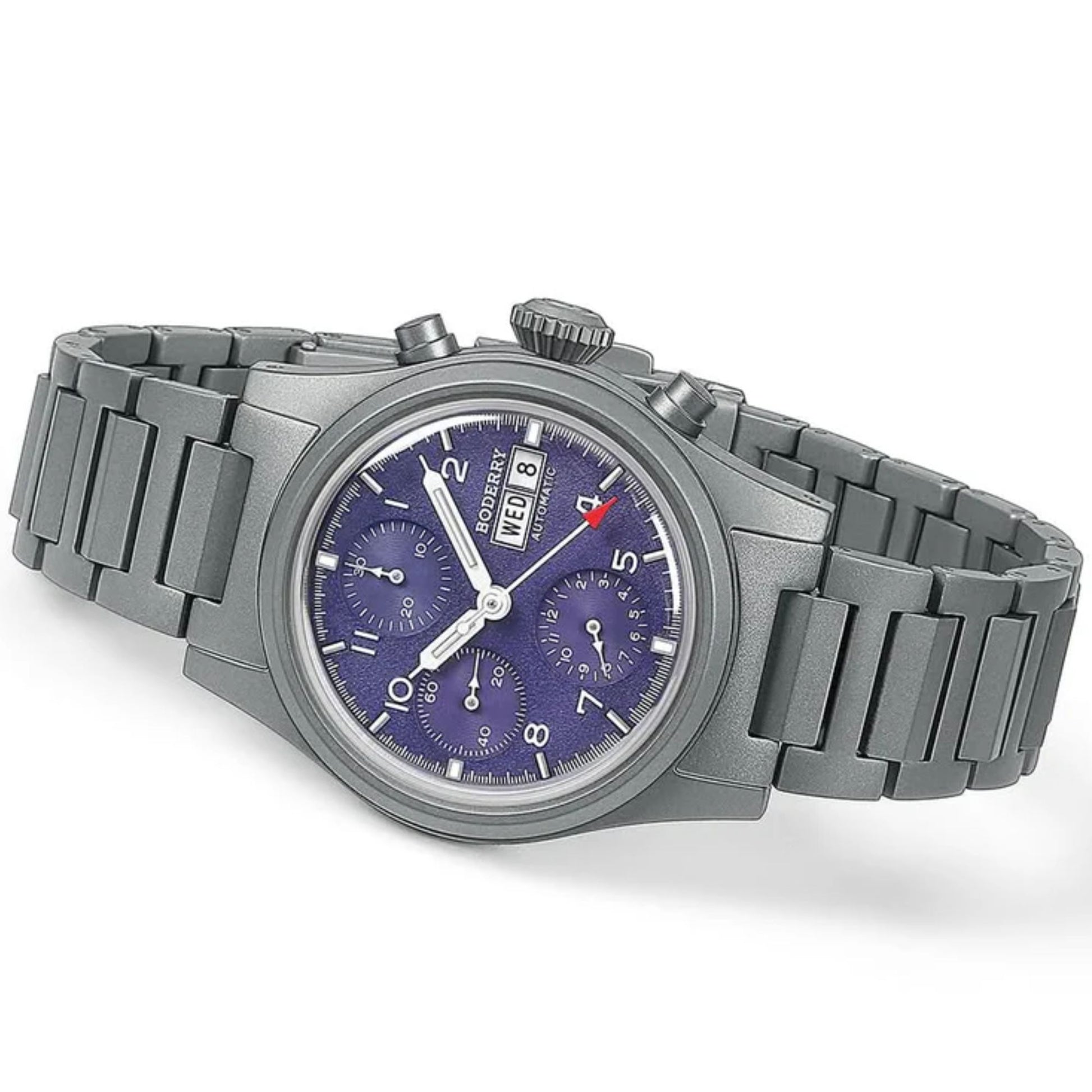 BODERRY LANDMASTER Chronograph – Titanium Automatic Tritium Field Watch | Reverse Panda-bracelet