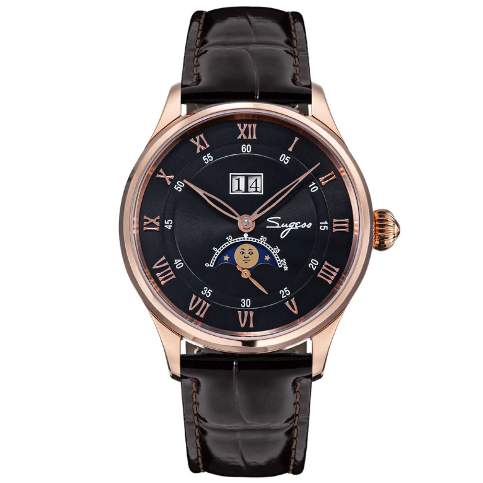 Sugess MoonPhase Master S437 Moon Phase Automatic Rose Gold - Black Dial