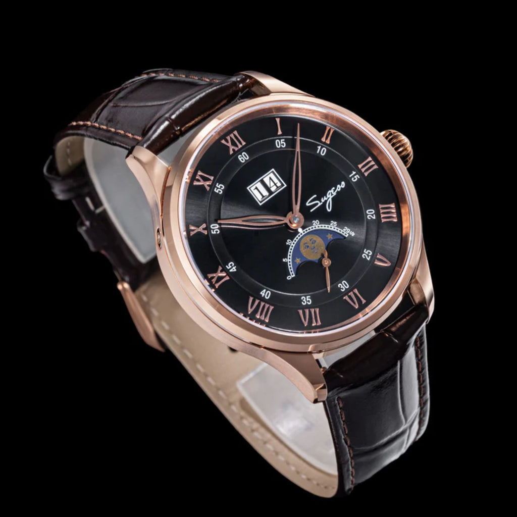 Sugess MoonPhase Master S437 Moon Phase Automatic Rose Gold - Black Dial