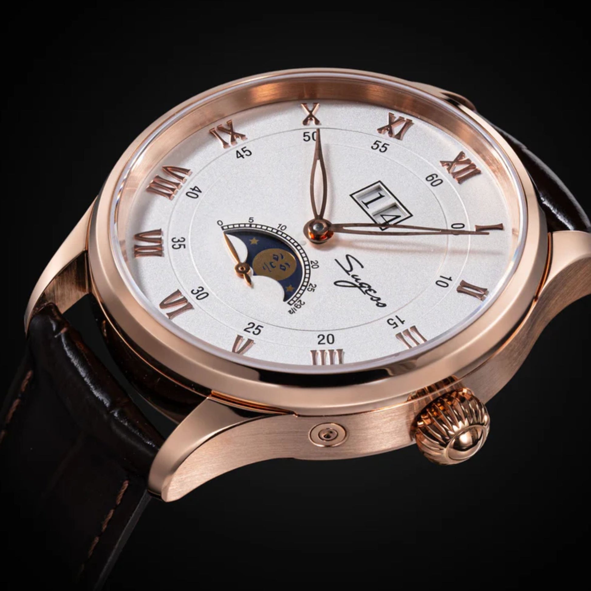 Sugess MoonPhase Master S437 Moon Phase Automatic Rose Gold - White Dial