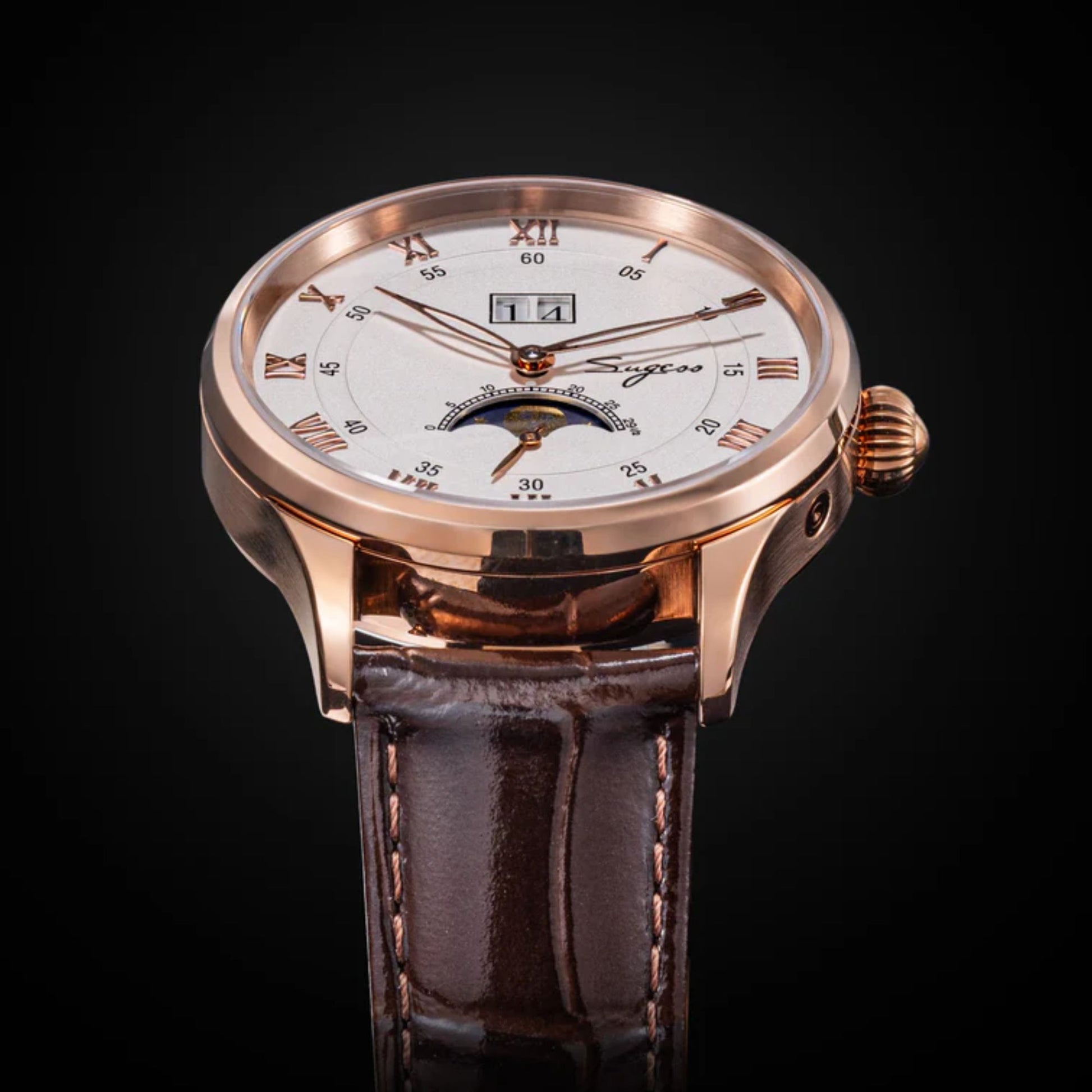 Sugess MoonPhase Master S437 Moon Phase Automatic Rose Gold - White Dial