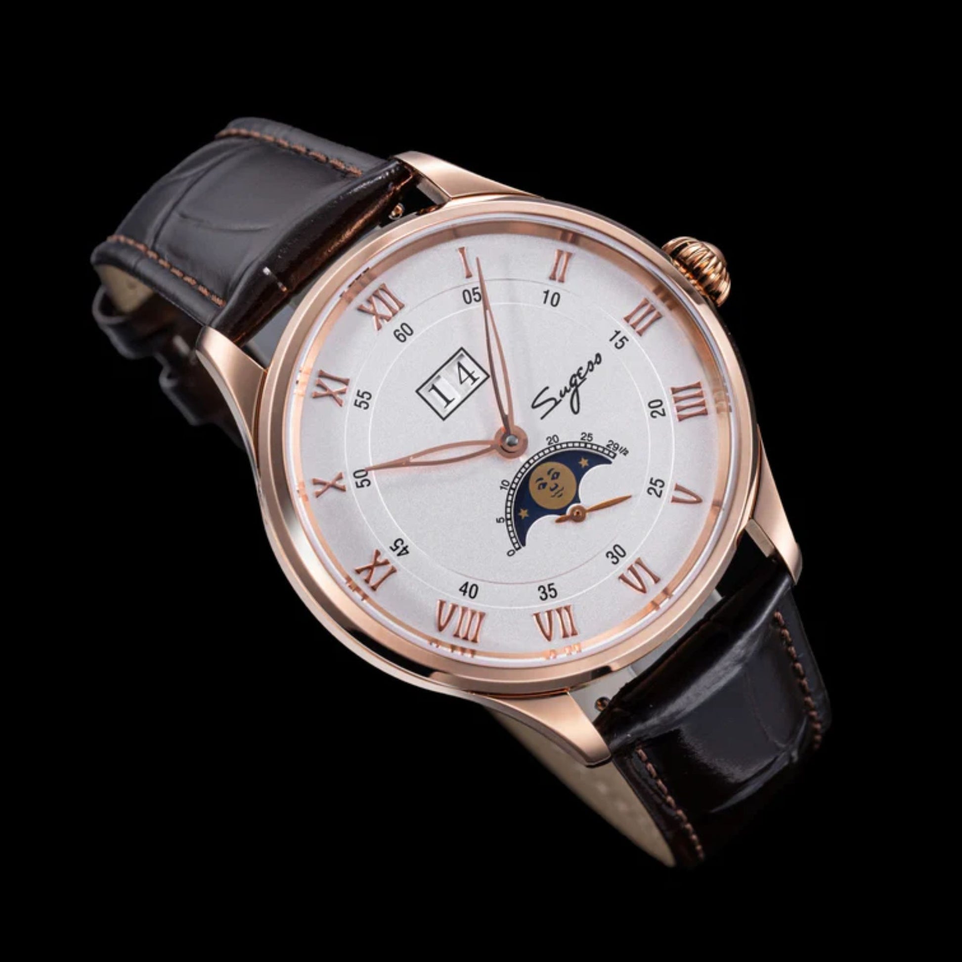 Sugess MoonPhase Master S437 Moon Phase Automatic Rose Gold - White Dial