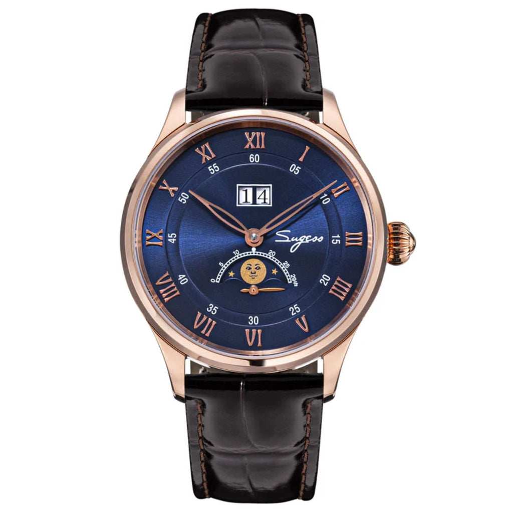 Sugess MoonPhase Master S437 Moon Phase Automatic Rose Gold - Deep Blue Dial