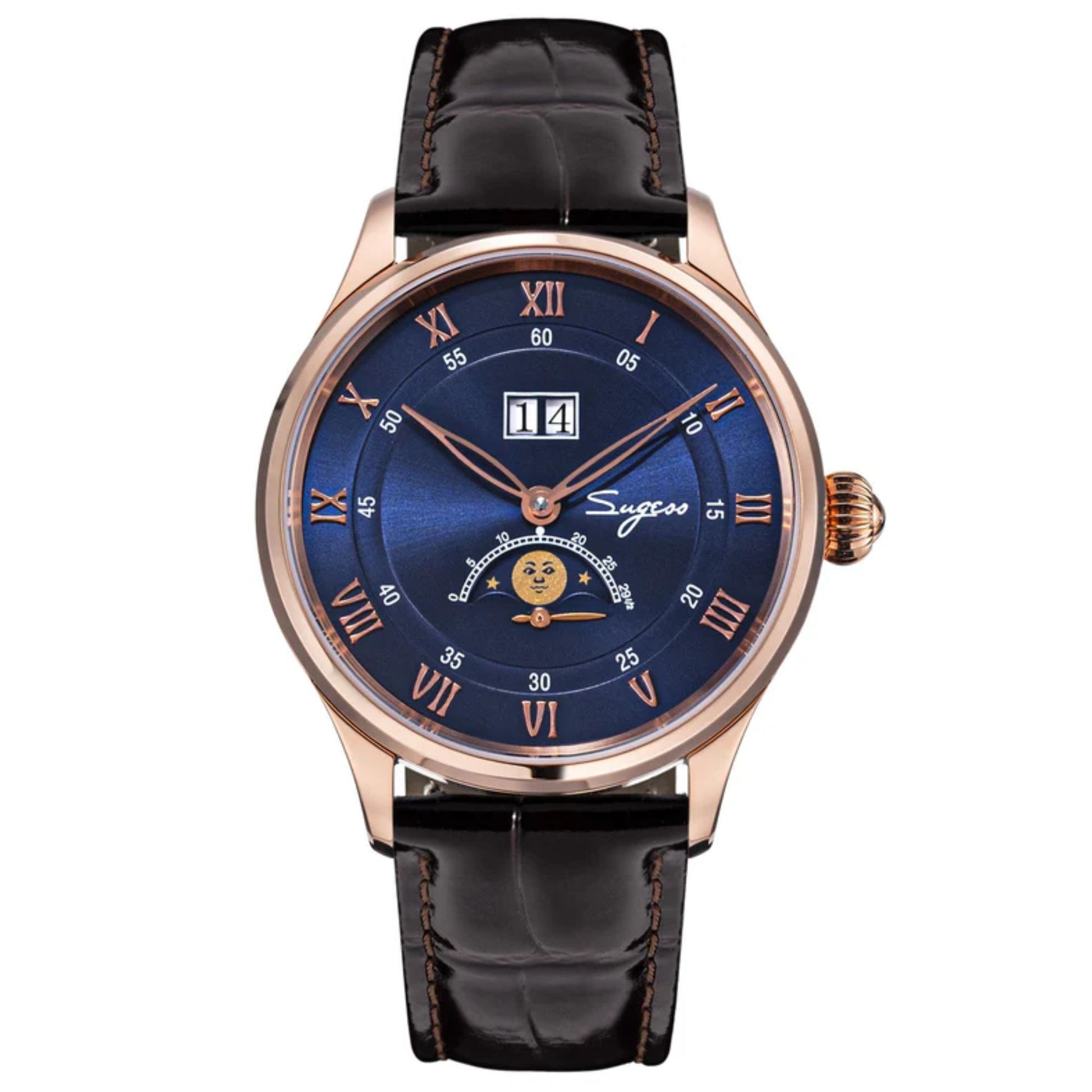Sugess MoonPhase Master S437 Moon Phase Automatic Rose Gold - Deep Blue Dial