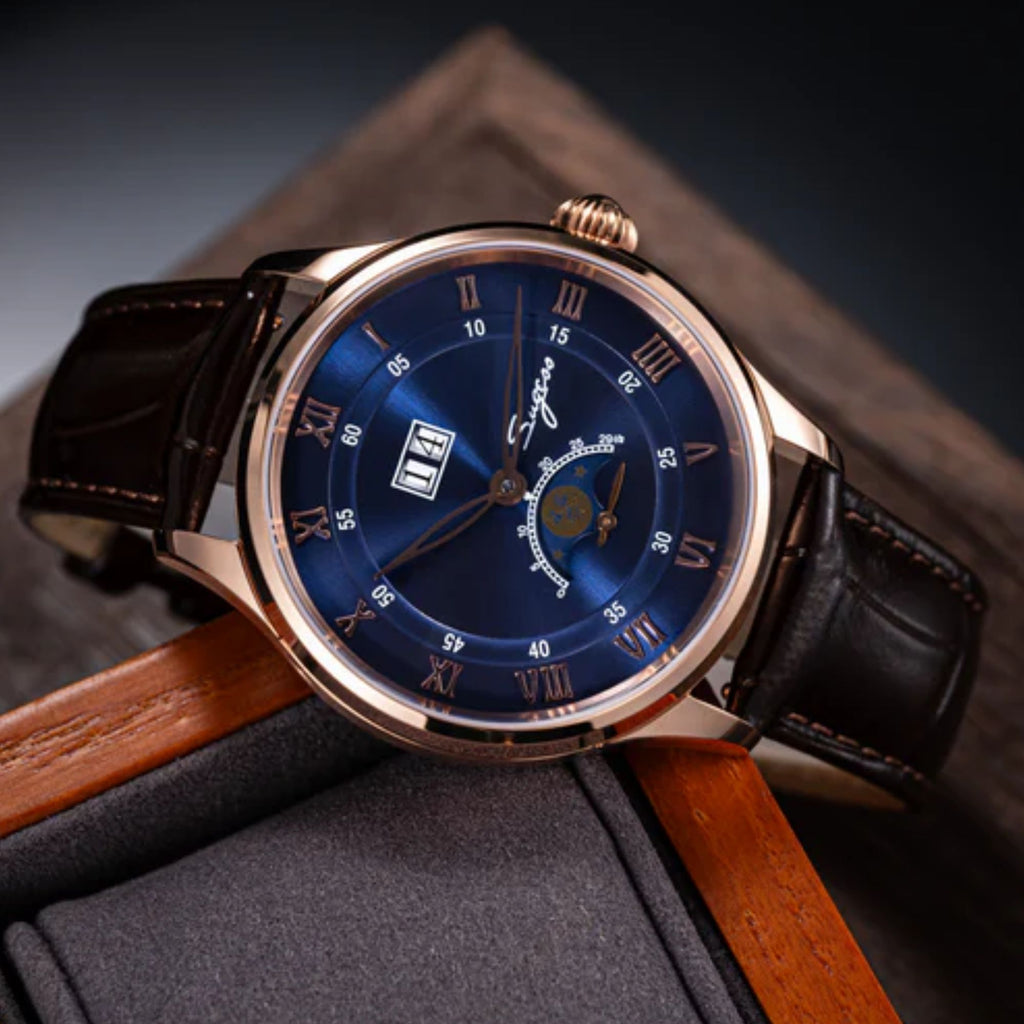 Sugess MoonPhase Master S437 Moon Phase Automatic Rose Gold - Deep Blue Dial