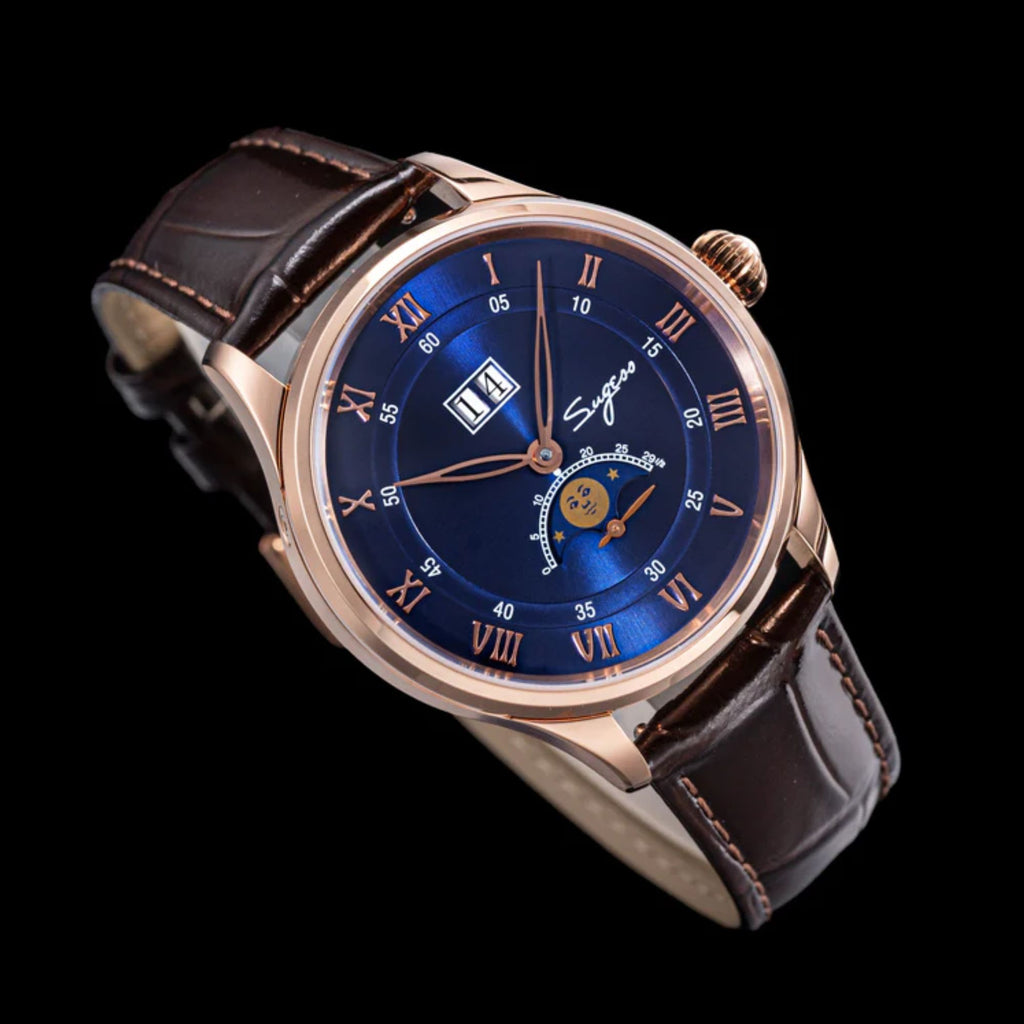 Sugess MoonPhase Master S437 Moon Phase Automatic Rose Gold - Deep Blue Dial