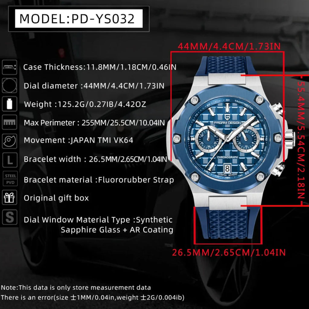 Pagani Design PD-YS032 Men's Sports Quartz Watch Chronograph Sapphire 100M Waterproof (Copy) (Copy)