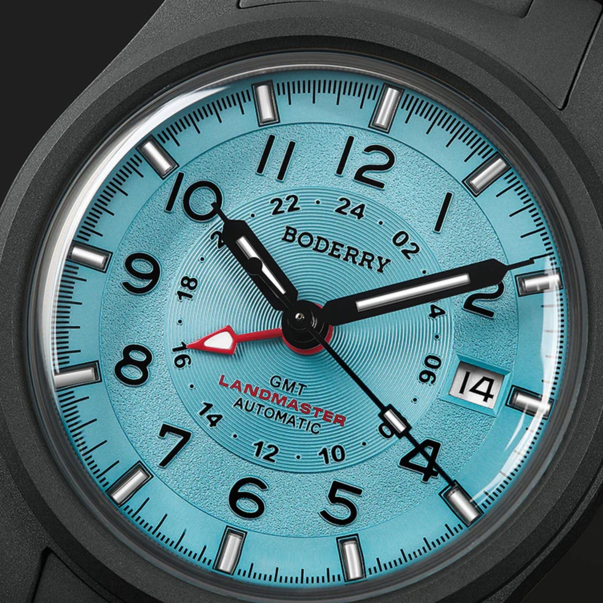 BODERRY LANDMASTER GMT – Titanium Automatic Tritium Field Watch | Ice Blue