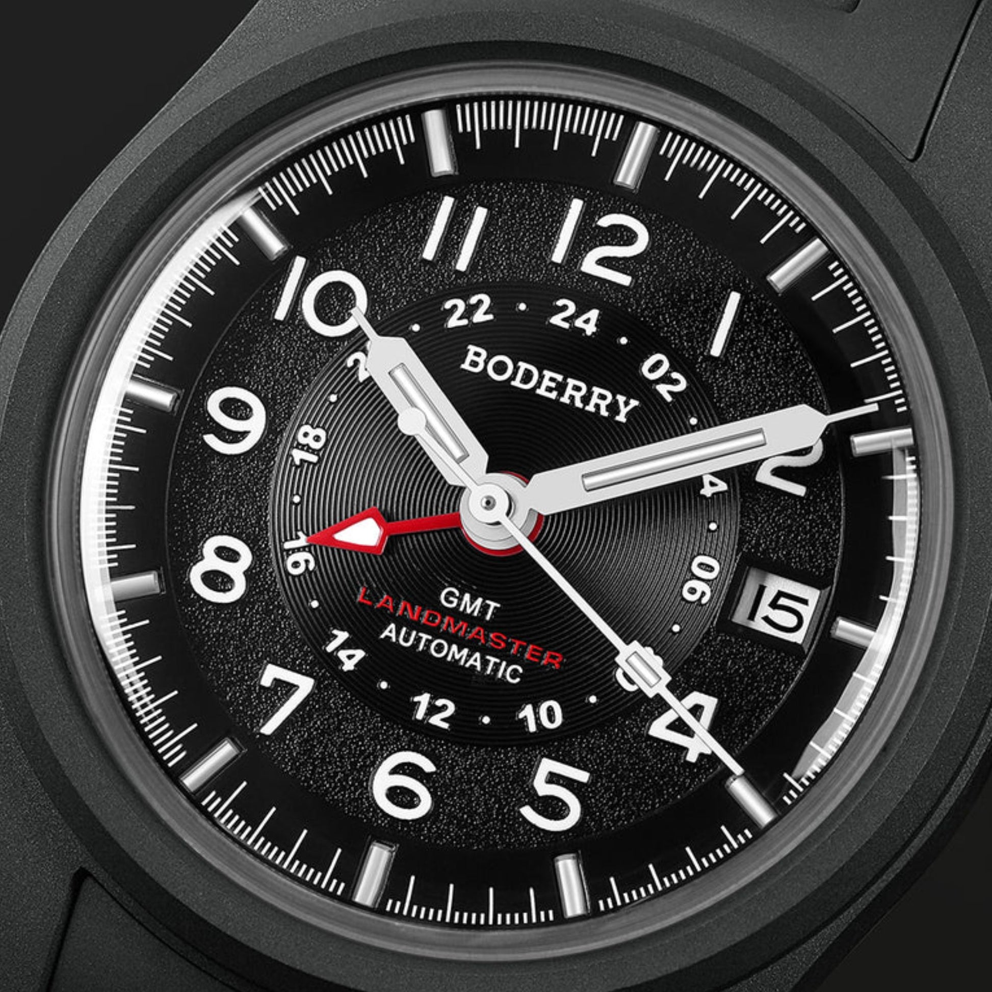 BODERRY LANDMASTER GMT – Titanium Automatic Tritium Field Watch | Black