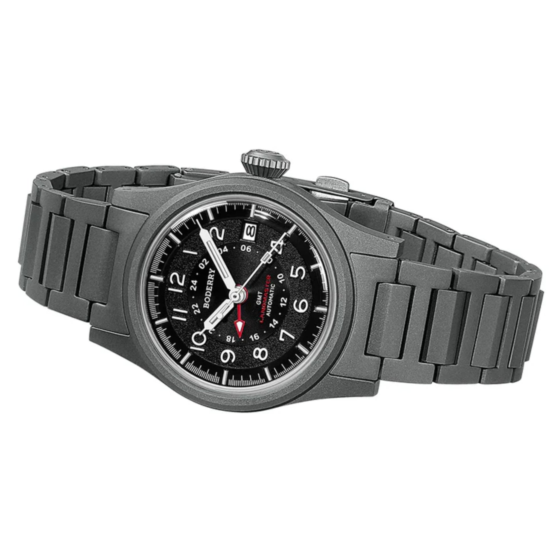 BODERRY LANDMASTER GMT – Titanium Automatic Tritium Field Watch | Black